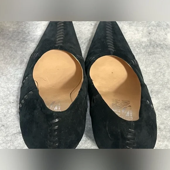 VTG*Salvatore Ferragamo Nero Suede/Leather Patchwork Pumps~7.5B~square toes - Picture 7 of 16